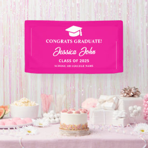 Banderoles Diplômée rose Félicitations pour votre remise de d