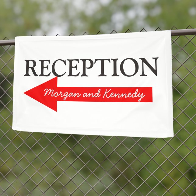 Banderoles Direction de la réception de mariage, Flèche à gau (If your wedding reception is to the left, here's the banner just for you. Add your names!)