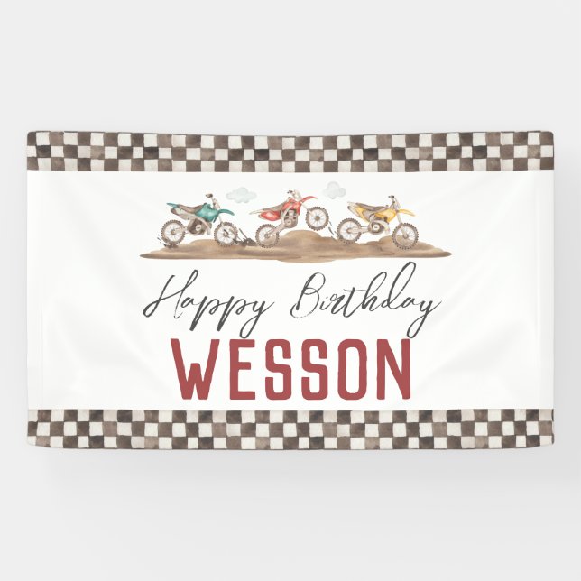 Banderoles Dirt Bike Banner, Dirt bike party signe (Horizontal)