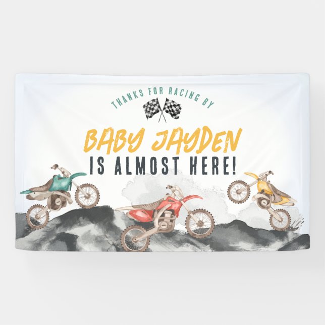 Banderoles Dirt Bike Large Baby Shower Welcome (Horizontal)
