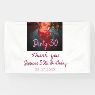 Banderoles Dirty 30 Anniversaire ajouter nom rose ajouter dat