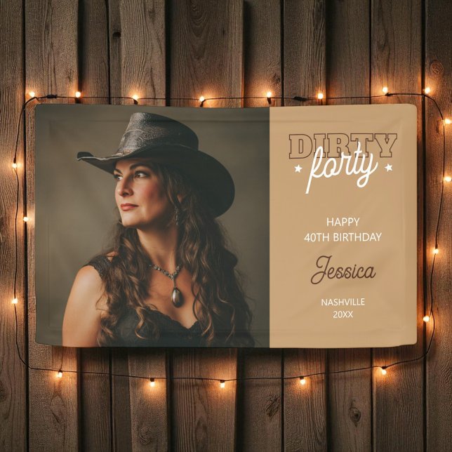 Banderoles Dirty Quarty Western Rodeo Photo 40e anniversaire (Dirty Forty Western Rodeo Photo 40th Birthday Banner)