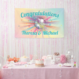 Banderoles Disco Ball Baby shower Super Pastel Rainbow
