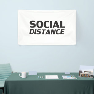 Banderoles Distance sociale typographie moderne blanc noir