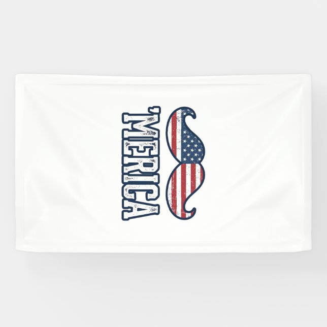 Banderoles Distressed America Mustache Patriotic Vector Desig (Horizontal)