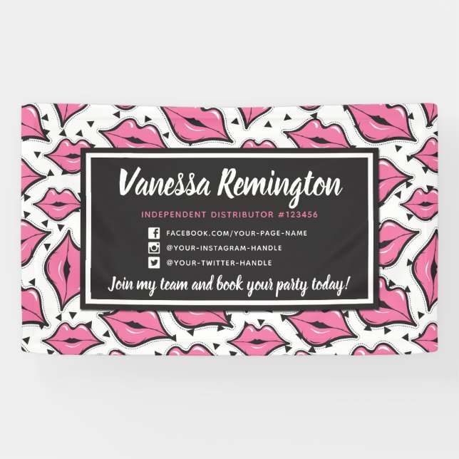 Banderoles Distributeur de bâton rose Kiss Party / salon (Horizontal)