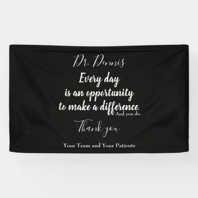 Banderoles Docteur Merci Banner Citation Black White Typograp (Horizontal)