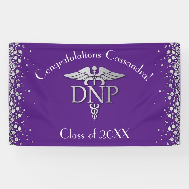 Banderoles Doctor Nursing Practice Graduation Purple Silver (Horizontal)