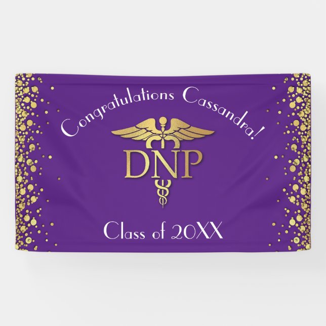 Banderoles Doctor of Nursing Practice Graduation Purple Gold (Horizontal)
