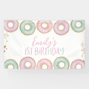 Banderoles Donut 1er Anniversaire Bandeau de fête Contexte Aq