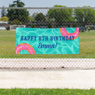 Banderoles Donut rose doux Bleu de la piscine d'eau fête Anni