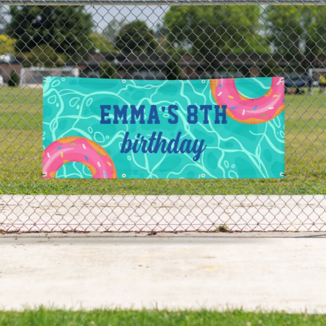 Banderoles Donut rose doux Bleu de la piscine d'eau fête Anni (Créateur téléchargé)