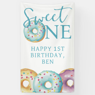 Banderoles Donut Sweet One Blue 1er Anniversaire