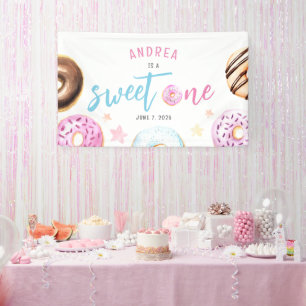 Banderoles Donut Sweet One Rose and Blue Girls Premier annive