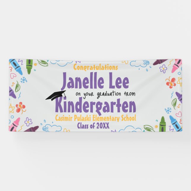 Banderoles Doodle Kindergarten Graduation Party (Horizontal)