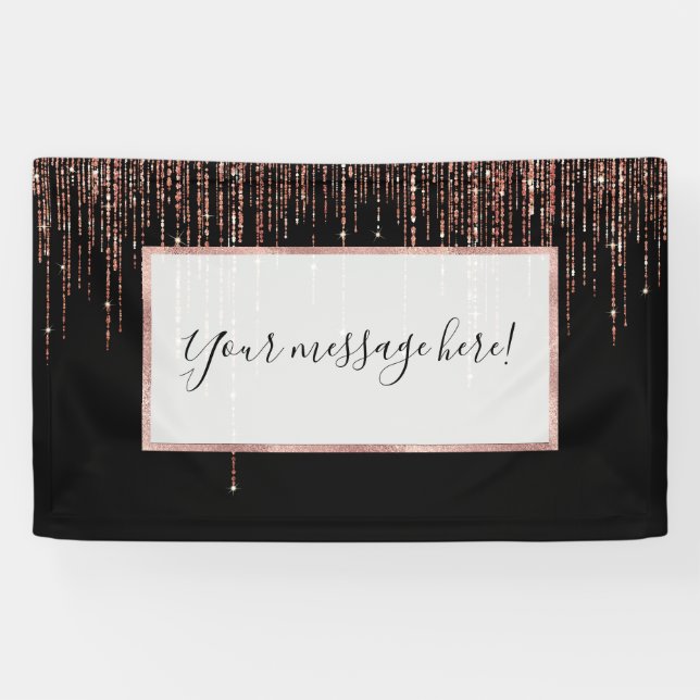 Banderoles Dory Rose Noire Gold Sparkly Glitter Fringe (Horizontal)