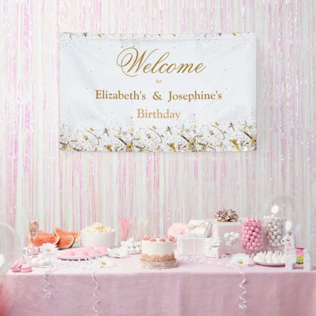 Banderoles Double mixte adulte fête d'anniversaire | Blanc do (Fête)