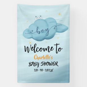 Banderoles Douce Baby Shower Garçon Nuage Aquarelle
