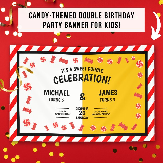 Banderoles Douce Fête d'Enfants Candy Double Anniversaire Per (Créateur téléchargé)