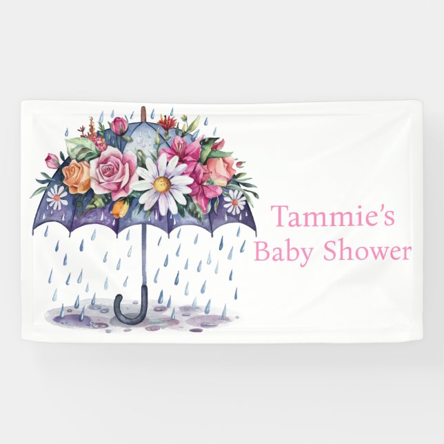 Banderoles Douche avec Baby shower Fleurs (Horizontal)