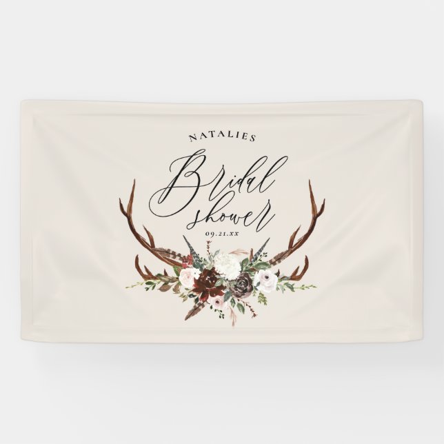 Banderoles Douche nuptiale fleurie rustique en cerf (Horizontal)