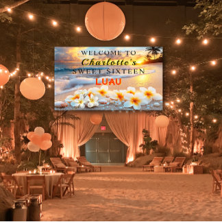 Banderoles Douze ans sucrés Fête hawaïenne Luau Fleurs tropic