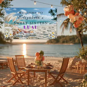 Banderoles Douze ans sucrés Luau Tropical Plumeria Coquillage