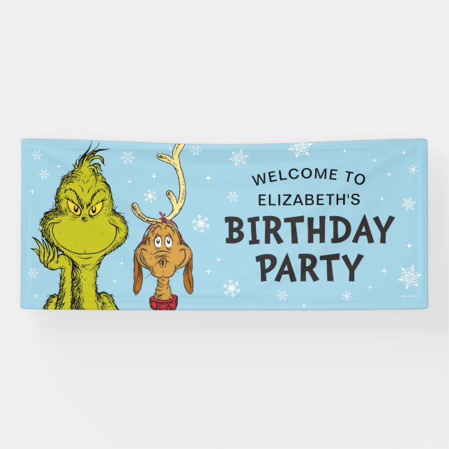 Banderoles Dr Seuss | Accueil d'anniversaire Grinch hiver (Horizontal)