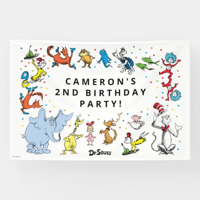 Banderoles Dr. Seuss Character Confetti | ANNIVERSAIRE DE ENF (Horizontal)