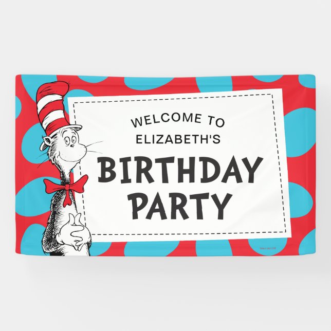 Banderoles Dr Seuss | Chat à la fête d'anniversaire du Casque (Horizontal)