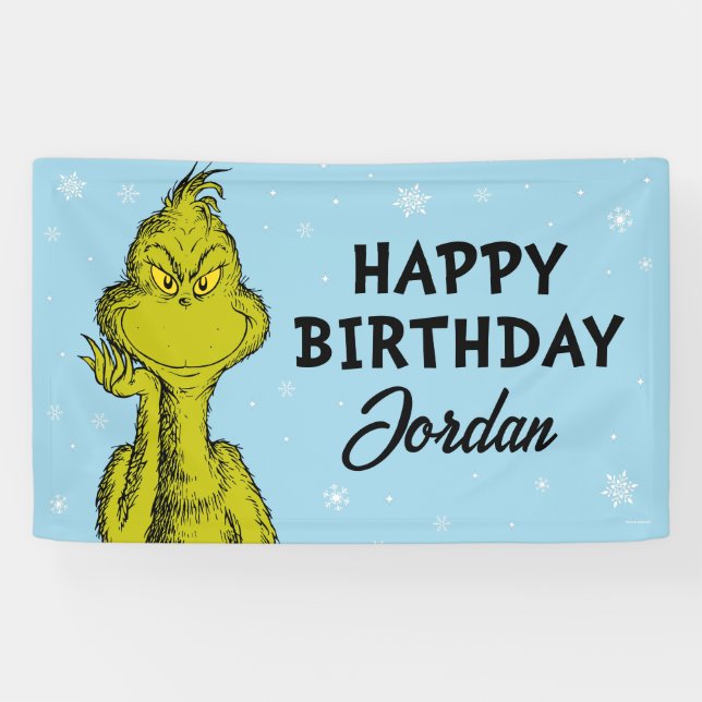 Banderoles Dr. Seuss | Grinch Hiver Anniversaire (Horizontal)