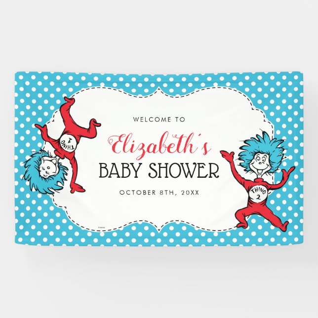 Banderoles Dr Seuss Thing One Thing Two | Baby shower jumeaux (Horizontal)