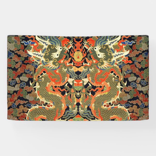 Banderoles Dragon asiatique chinois Art coloré (Horizontal)