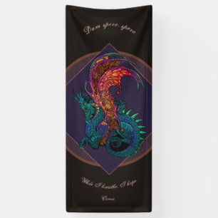 Banderoles Dragon de style Art Nouveau avec devise latine