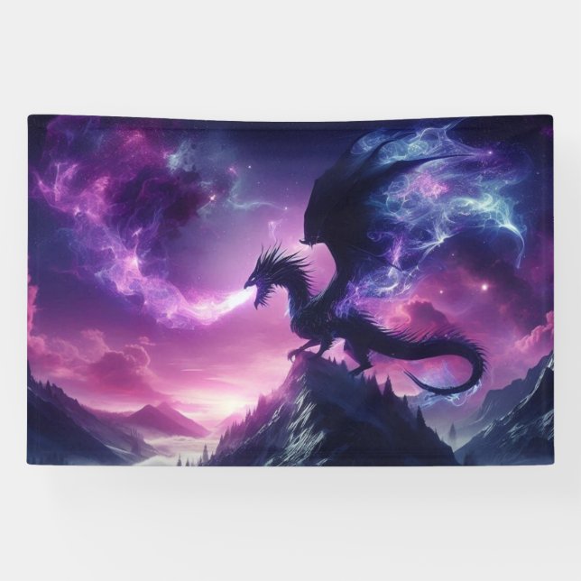 Banderoles Dragon Éthéré Sombre et Médiéval (Horizontal)