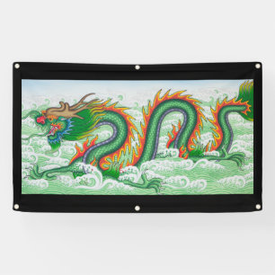 BANDEROLES DRAGON JAPONAIS EN BANNER OCÉAN AVEC GROMMETS