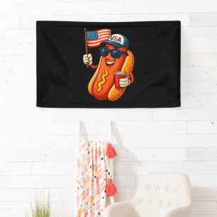 Banderoles Drapeau 4 juillet Hotdog Funny Patriotique USA