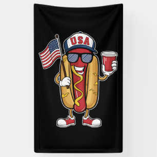 Banderoles Drapeau 4 juillet Hotdog Funny Patriotique USA