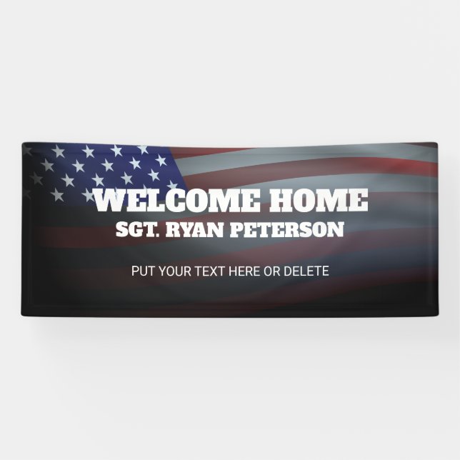 Banderoles Drapeau américain | Gradation transparente | Noir (Horizontal)