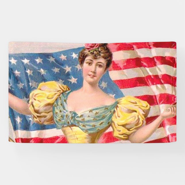 Banderoles Drapeau américain Lady Liberty Independence (Horizontal)