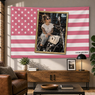 Banderoles Drapeau américain personnalisé avec votre photo, d