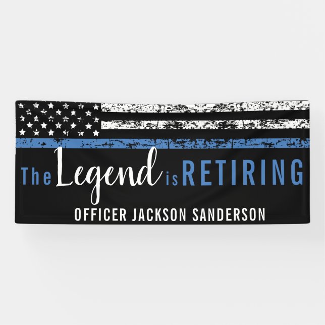 Banderoles Drapeau américain Thin Blue Line de retraite de po (Horizontal)