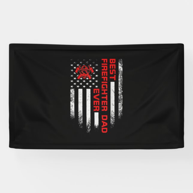 Banderoles Drapeau américain Vintage Mens Best Firefighter (Horizontal)