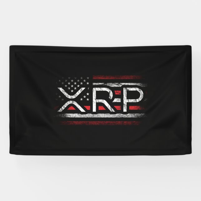 Banderoles Drapeau américain XRP Crypto Devise Cryptomonnaie (Horizontal)