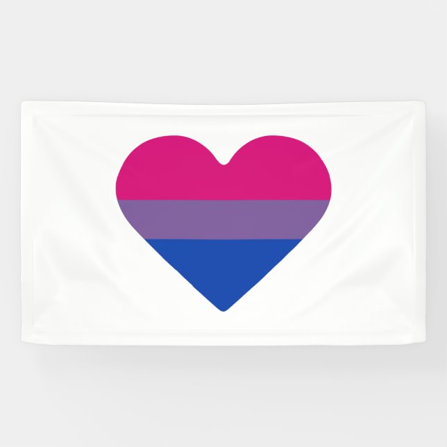 Banderoles Drapeau de fierté bisexuel cœur (Horizontal)
