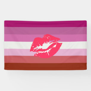 Banderoles Drapeau de fierté lesbienne au rouge à lèvres