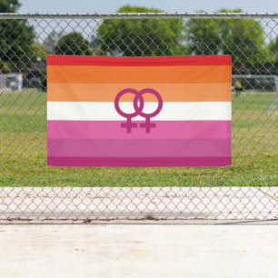 Banderoles Drapeau de fierté lesbienne WLW (Coucher de soleil