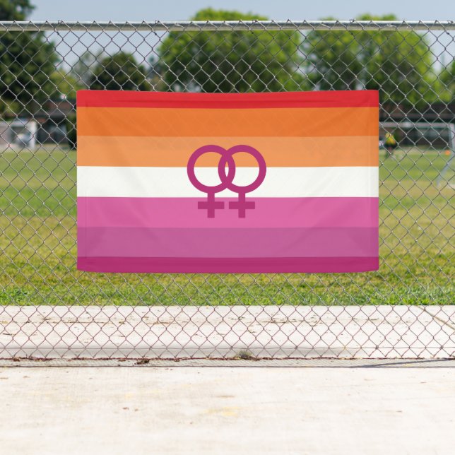 Banderoles Drapeau de fierté lesbienne WLW (Coucher de soleil (En situation)