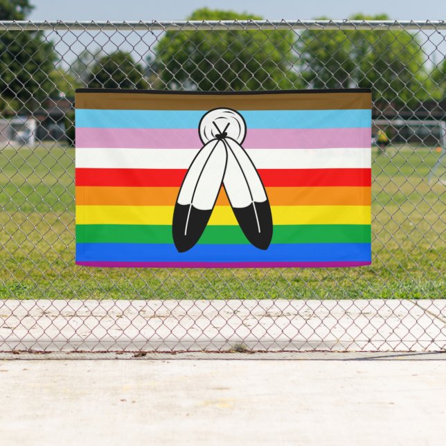 Banderoles Drapeau de fierté progressiste LGBTQ+ Two-Spirit (En situation)
