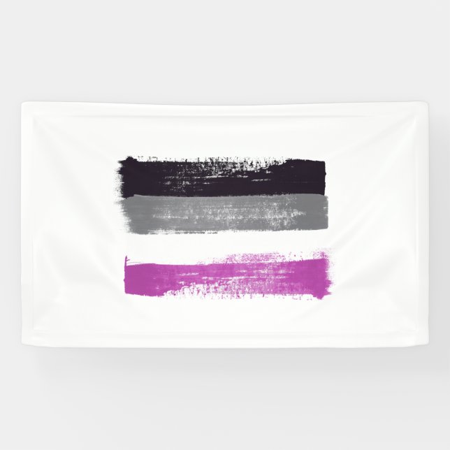 Banderoles Drapeau de la fierté asexuée peint (Horizontal)